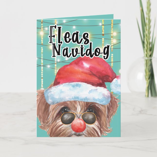 Tarjeta Funny Multipoo Navidades de perro fleas navidog (Anverso)