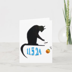 Tarjeta Funny Naranja De Mirar Gatos Fuera De Mesa En Día 