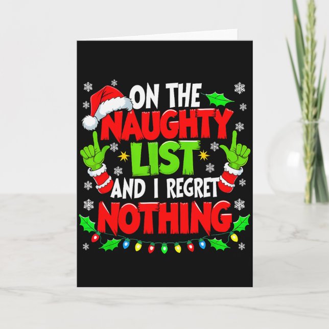 Tarjeta Funny Naughty List Christmas  (Anverso)
