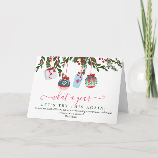 Tarjeta Funny Navidades de 2020 años acuarela vacaciones (Anverso)