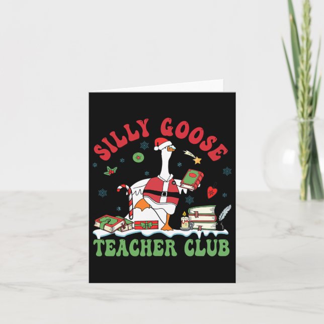 Tarjeta Funny Navidades Santa Silly Goose Teachclub Ani (Anverso)