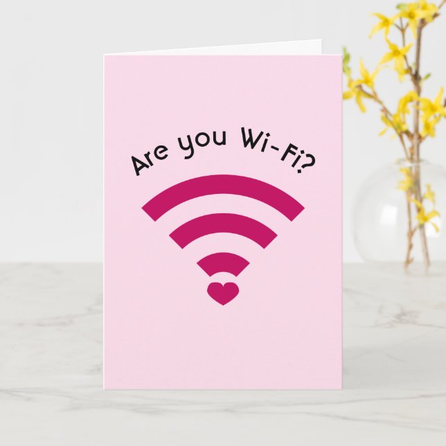 Tarjeta Funny Nerdy Wi-Fi Valentines (flor amarilla)