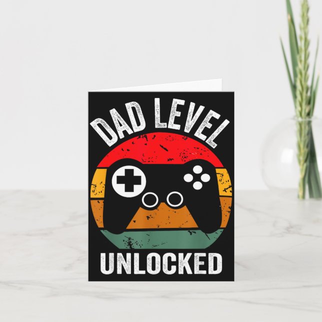 Tarjeta Funny New Dad Shirt Dad Level Unlocked Tee Shirt G (Anverso)