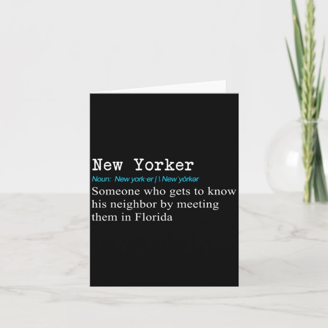 Tarjeta Funny New Yorker Dictionary Definition Gif  (Anverso)