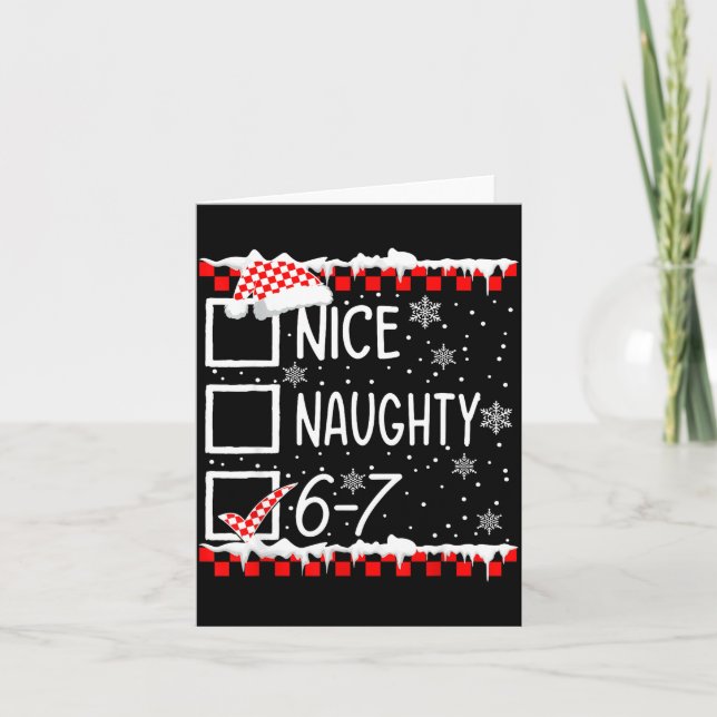 Tarjeta Funny Nice Naughty 67 Christmas Brain Rot Six Seve (Anverso)