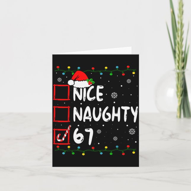 Tarjeta Funny Nice Naughty 6 7 Christmas 67 Meme Xmas Boys (Anverso)