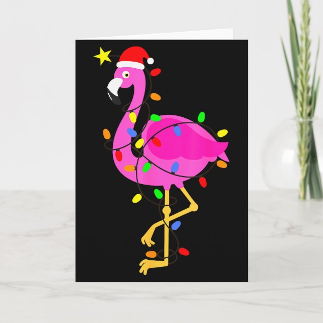 Tarjeta Funny Nk Flamingo In Santa Hat Christmas In July M (Anverso)