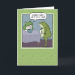 Tarjeta Funny No Fly para el cumpleaños de la rana<br><div class="desc">Esta linda y divertida tarjeta de cumpleaños muestra a una rana que está triste de encontrar que no hay mosca en su sopa. Gracias por elegir este diseño original de © Chuck Ingwersen. Publico personalizados todos los días en Instagram: https://www.instagram.com/captainscratchy</div>
