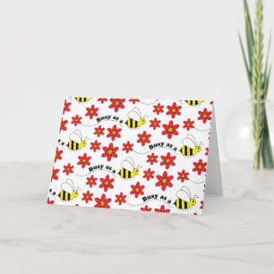 Tarjeta Funny Ocupado Pequeño Bumble Bee Pattern Cute