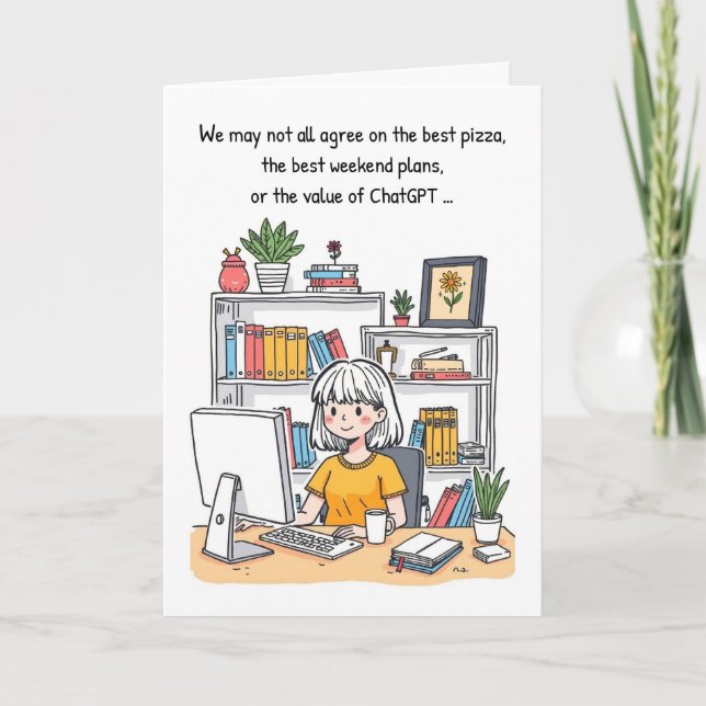 Tarjeta Funny Office Birthday Card con Personalizado de hu (Anverso)