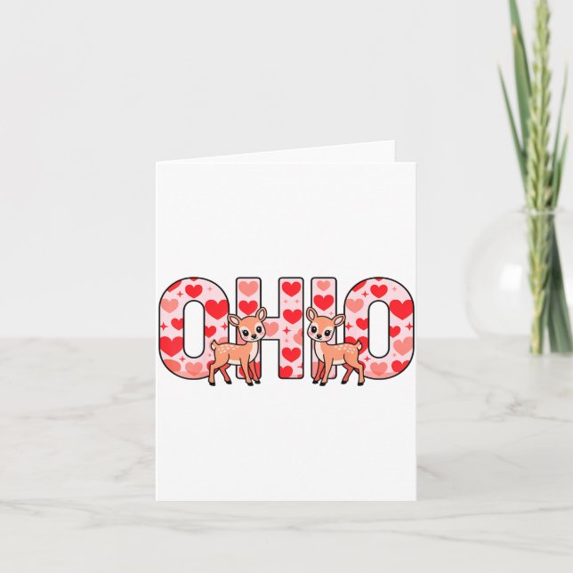 Tarjeta Funny Ohio Deer Midwestern Party O-h-i-o In Valent (Anverso)