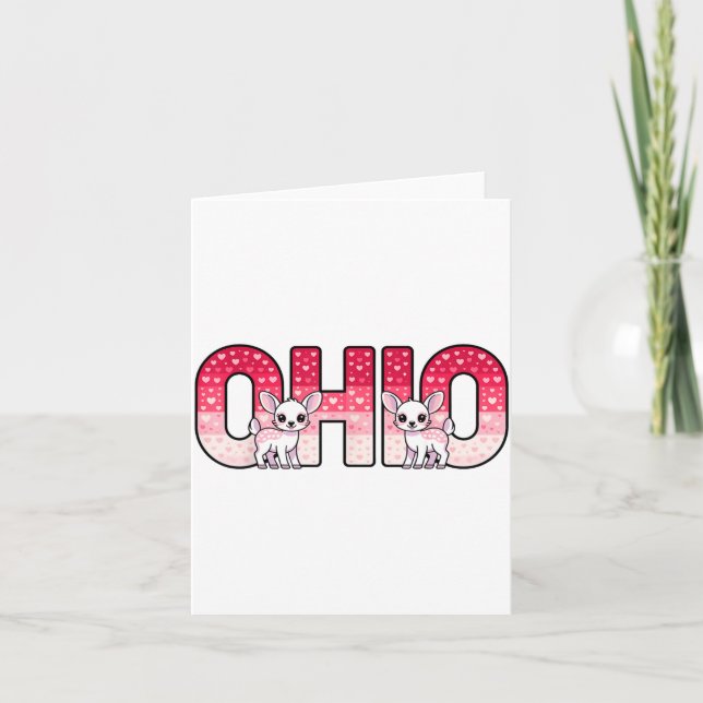 Tarjeta Funny Ohio Deer Midwestern Party O-h-i-o In Valent (Anverso)