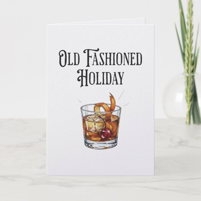 Tarjeta Funny Old Fashion Holiday Cocktail Christmas  (Anverso)
