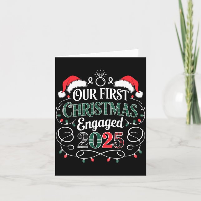 Tarjeta Funny Our First Christmas Engaged 2025 Couples Paj (Anverso)