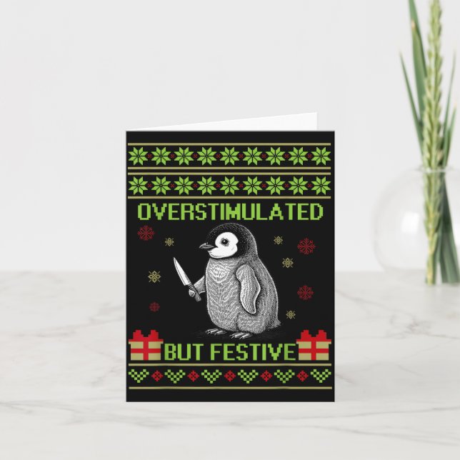 Tarjeta Funny Overstimulated But Festive Christmas Ugly Pe (Anverso)