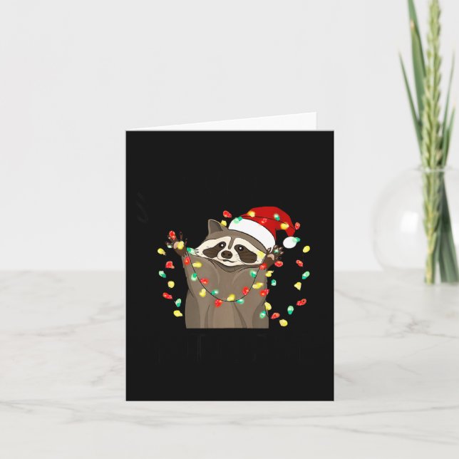 Tarjeta Funny Overstimulated But Festive Raccoon Christmas (Anverso)