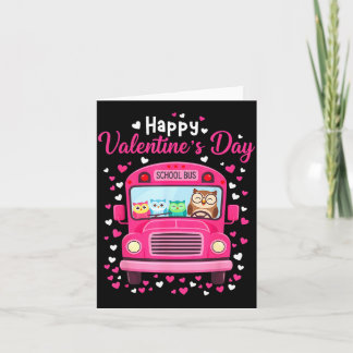 Tarjeta Funny owls school bus driver happy valentines day