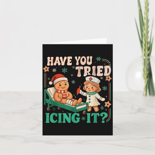 Tarjeta Funny Pain Scale Have You Tried Icing It Gingerbre (Anverso)