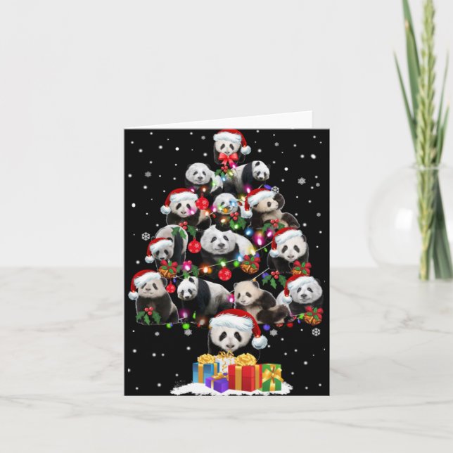 Tarjeta Funny Pandas Santa Hat Christmas Tree Ornament T S (Anverso)