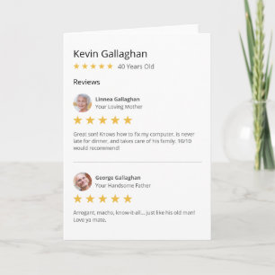 Tarjeta Funny Parents Son Star Rating Review Cumpleaños