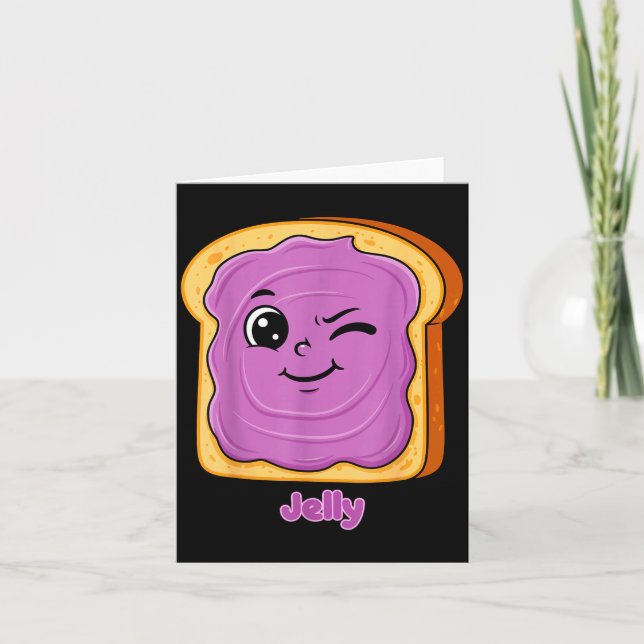 Tarjeta Funny Peanut Butter-jelly Friends Cute Food Matchi (Anverso)