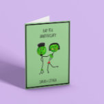 Tarjeta Funny Peas Personalizable Aniversario<br><div class="desc">Cheeky tarjeta de aniversario de personalizable "Hap-pea Anniversario" diseñada por CuppaTea Avery</div>