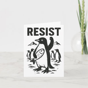 Tarjeta Funny Penguin resiste el diseño vintage