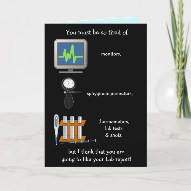 Tarjeta Funny Personalizable Lab Report Get Well (Anverso)