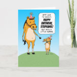 Tarjeta Funny Personalizable Little Horse Birday Card<br><div class="desc">Aquí hay una tarjeta de cumpleaños linda y divertida que presenta un caballo grande explicando que a un pequeño caballo le encantaría dar un grito de cumpleaños, pero es... un caballo pequeño. Esta tarjeta es fácilmente personalizable para agregar el nombre del destinatario de cumpleaños. Gracias por elegir este diseño original...</div>