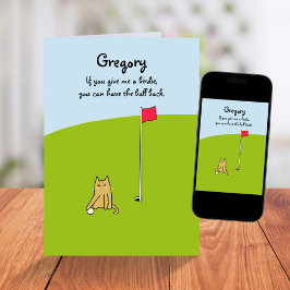 Tarjeta Funny Personalizado Cat Birdie Chiste de golf Cump