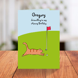 Tarjeta Funny Personalizado Cat Scramble Chiste de golf Cu