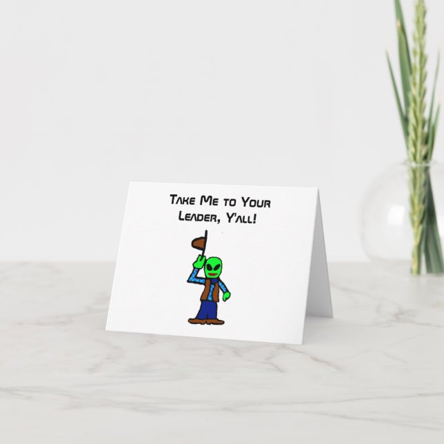 Tarjeta Funny Personalizado de Cowboy Alien con secuestro  (Anverso)