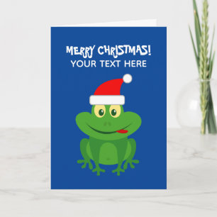 Tarjeta Funny personalizado de rana santa Feliz Navidad
