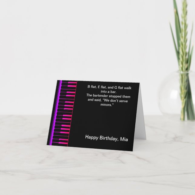 Tarjeta Funny Piano Chiste Cumpleaños (Anverso)