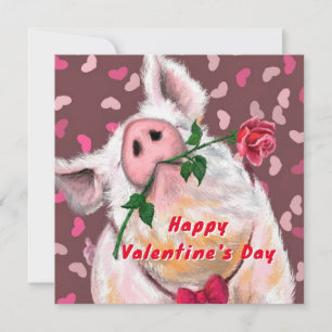 Tarjeta Funny Pig El día de San Valentín Card