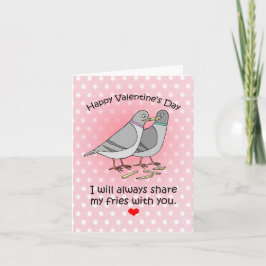 Tarjeta Funny Pigeon French Fry Lover Cute Día de San Vale