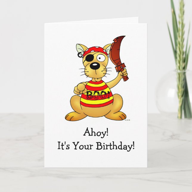 Tarjeta Funny Pirate Dog Birthday Greeting (Anverso)