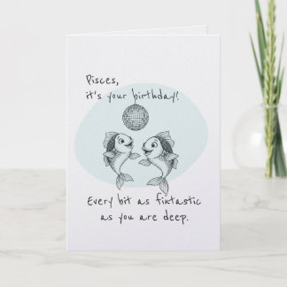 Tarjeta Funny Pisces Disco Fish Birday Card