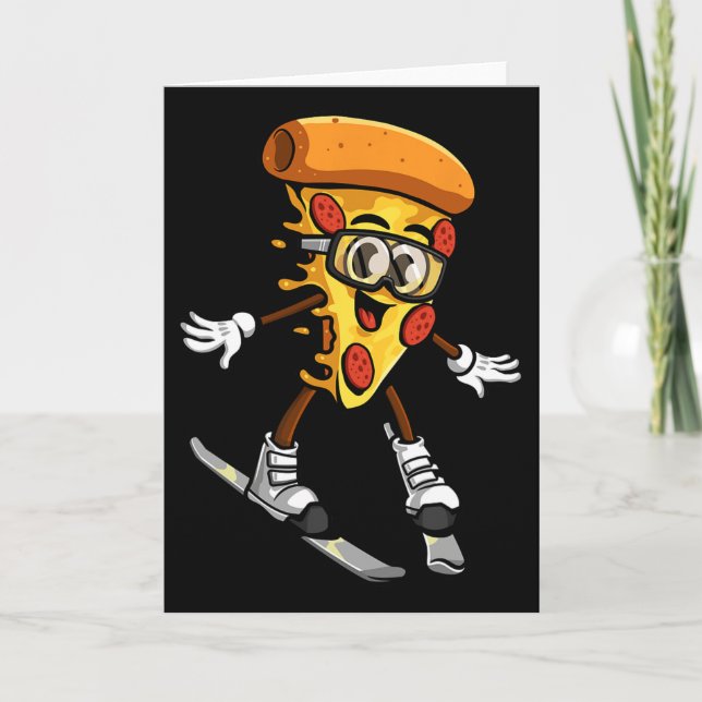Tarjeta Funny Pizza Ski Cheesy Pie Foodie Skiing Instructo (Anverso)