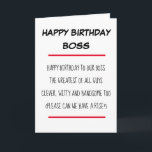 Tarjeta Funny Poem Boss Feliz Cumpleaños<br><div class="desc">Un poema divertido,  feliz tarjeta del jefe de cumpleaños. Divertido verso que mandar a tu gerente en su cumpleaños. ¡Gracioso!</div>