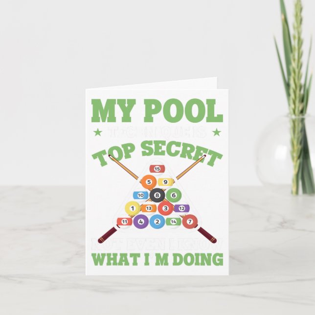 Tarjeta Funny Pool Player My Pool Technique is Top Secret (Anverso)