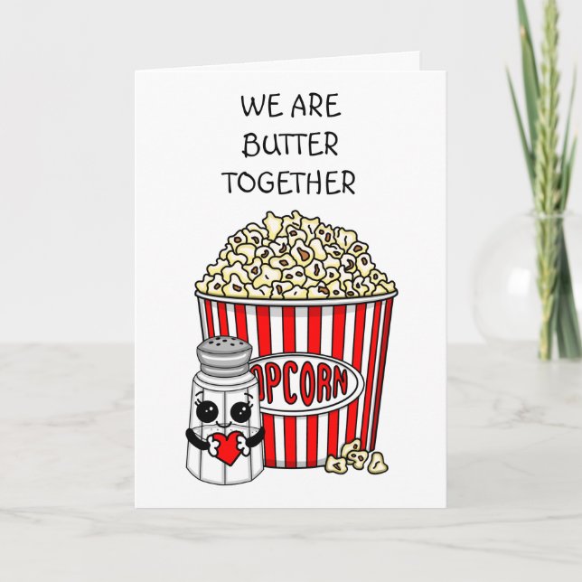 Tarjeta Funny Popcorn Pun | Aniversario feliz (Anverso)