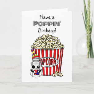Tarjeta Funny Popcorn Pun   Cumpleaños feliz