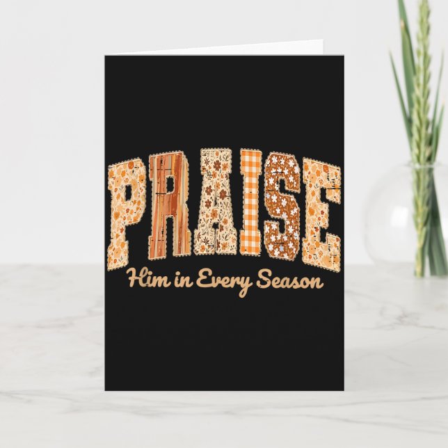 Tarjeta Funny Praise Him In Every Season Fall Christian Th (Anverso)