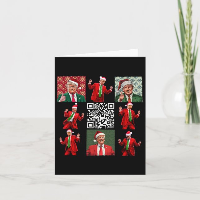 Tarjeta Funny presidente de Qr Trump Navidades bailando da (Anverso)