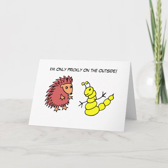 Tarjeta Funny Pricky Hedgehog Glowworm Personalizado (Anverso)