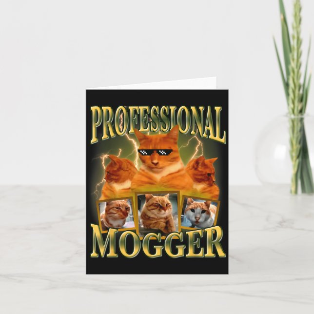 Tarjeta Funny Professional Mogger Cat Meme Mewing Looksmax (Anverso)