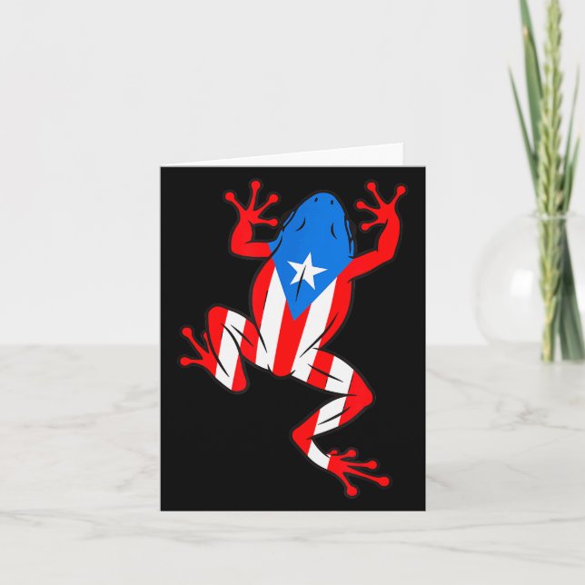 Tarjeta Funny Puerto Rico Coqui Frog Puerto Rican Flag Bor (Anverso)
