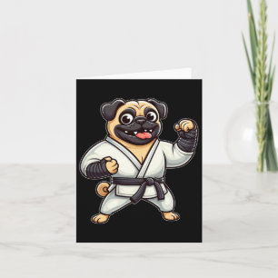 Tarjeta Funny Pug Doing Karate Martial Arts