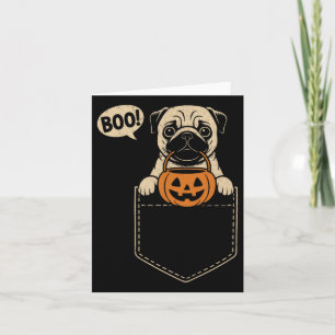Tarjeta Funny Pug Halloween Cute Pug Dog Pocket Boo Trick